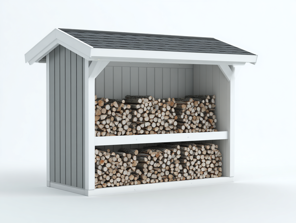 Kaminholzregal Holzwerkstoff 120x60x150 cm Weiß Überdachtes Design mit Ablageflächen-Parovaroom