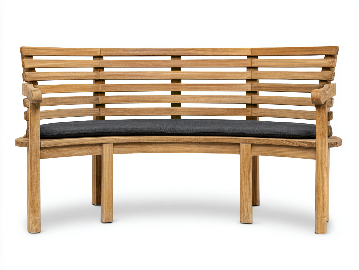 Gartenbank Massivholz 130x65x85 cm Naturholz Schwarz geeignet für Garten - Gebogenes Design mit Rückenlehne-Parovaroom
