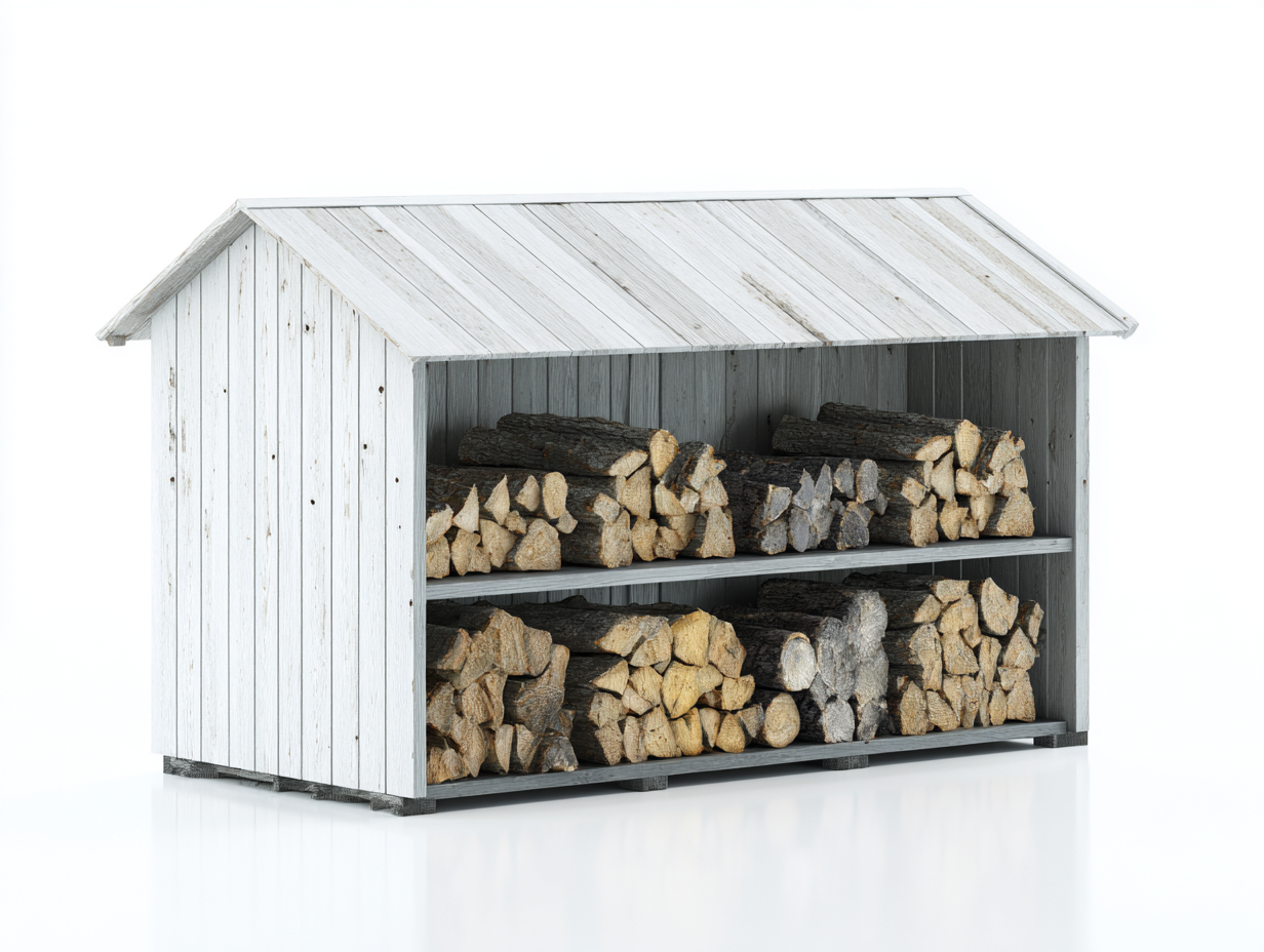 Kaminholzregal Holz 150x60x120 cm Weiß geeignet für Außenbereich - Überdachtes Design mit Stauraum-Parovaroom