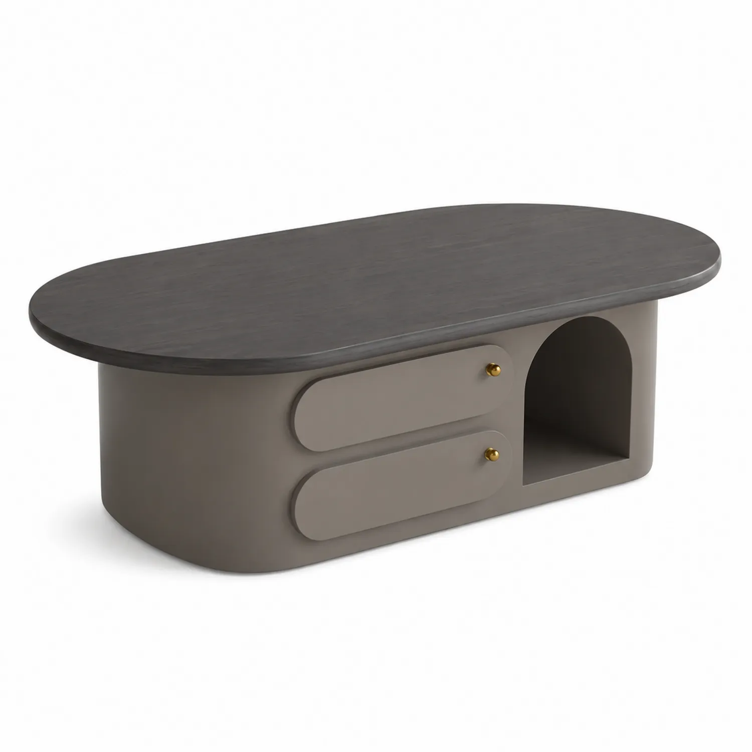 Mesa de centro de madera con almacenamiento Gris y Marrón