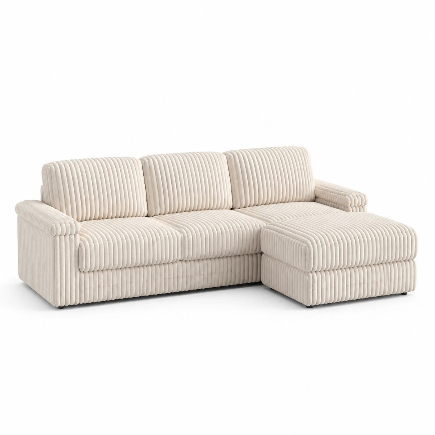 Sofá Seccional de Chenilla Beige 280x160x80 cm