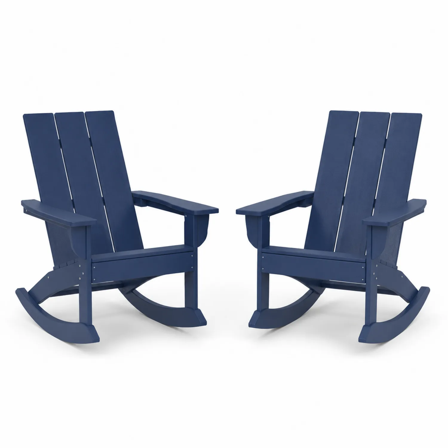 Set de dos sillas mecedoras de madera azul