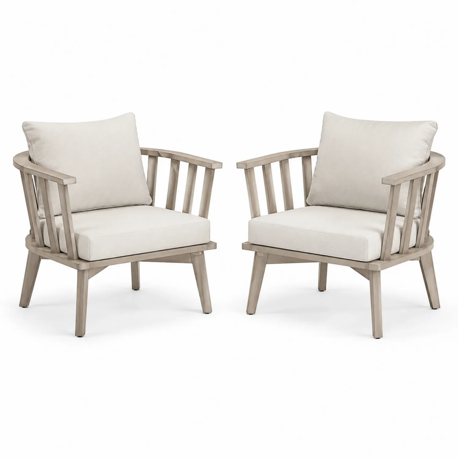 Conjunto de 2 sillones de madera de acacia para exterior