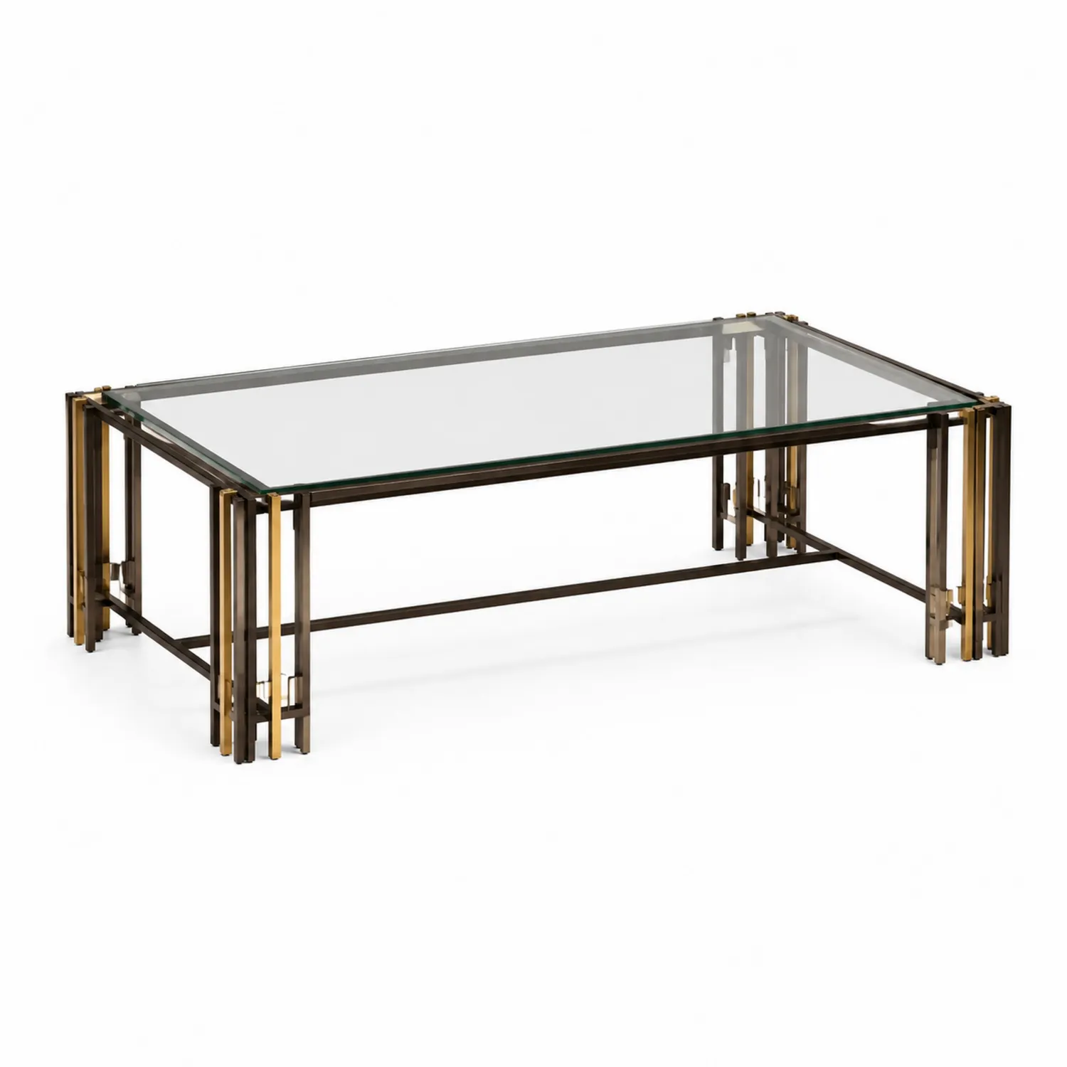 Mesa de centro de vidrio templado con estructura metálica 120x60x45 cm