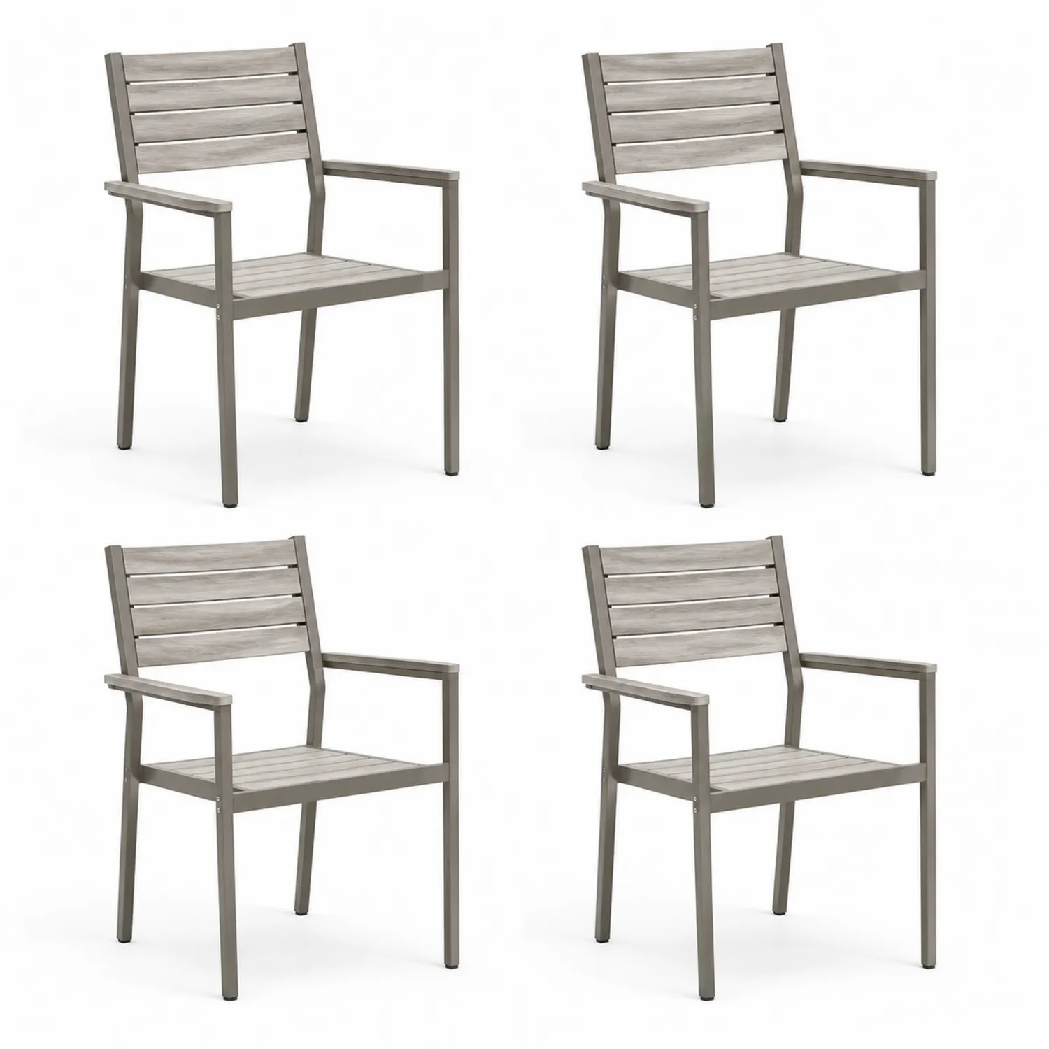 Conjunto de 4 sillas de aluminio y polipropileno para exterior