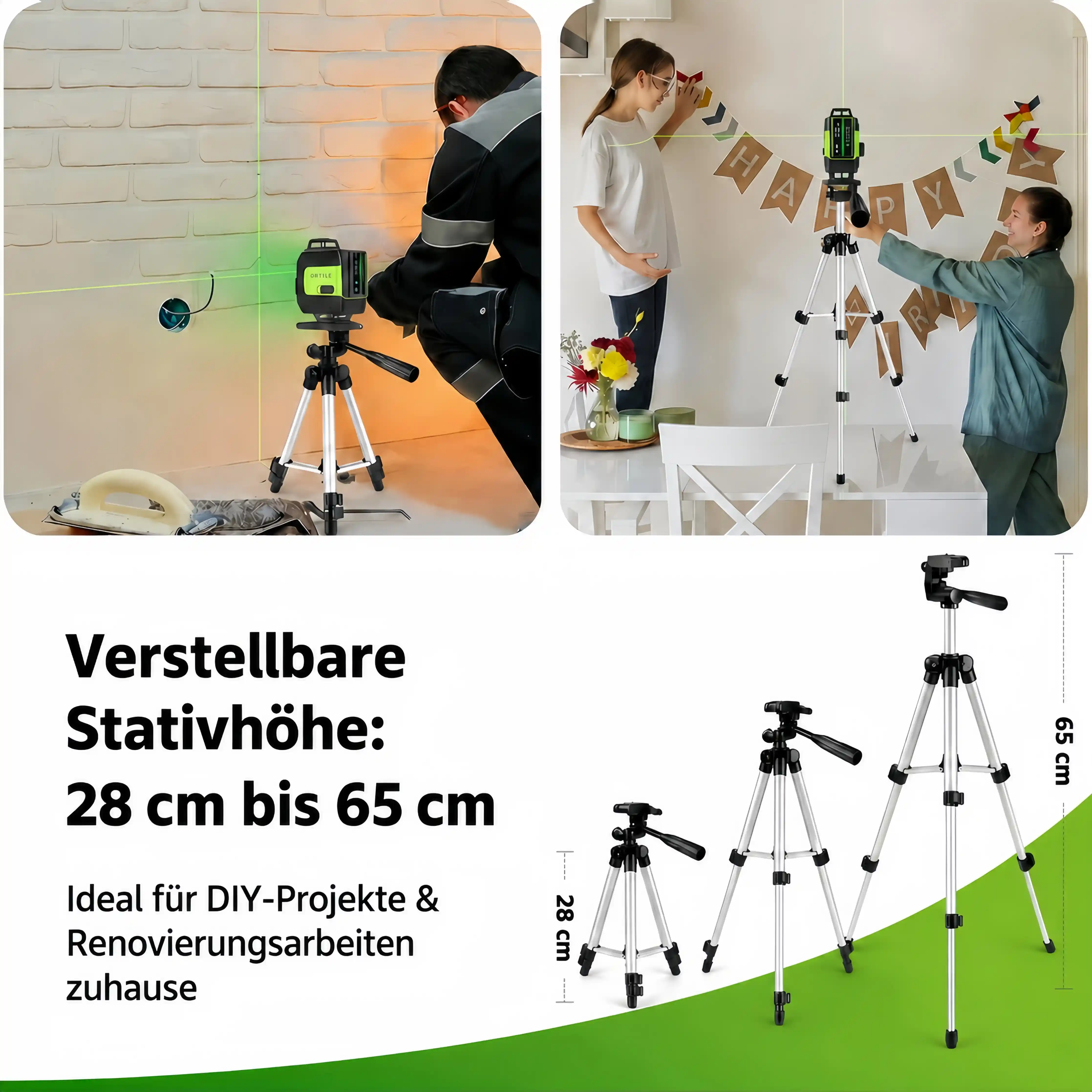 SEEKTOOL LX360 Pro – 4 × 360° grüner Kreuzlinienlaser mit 16 Laserlinien