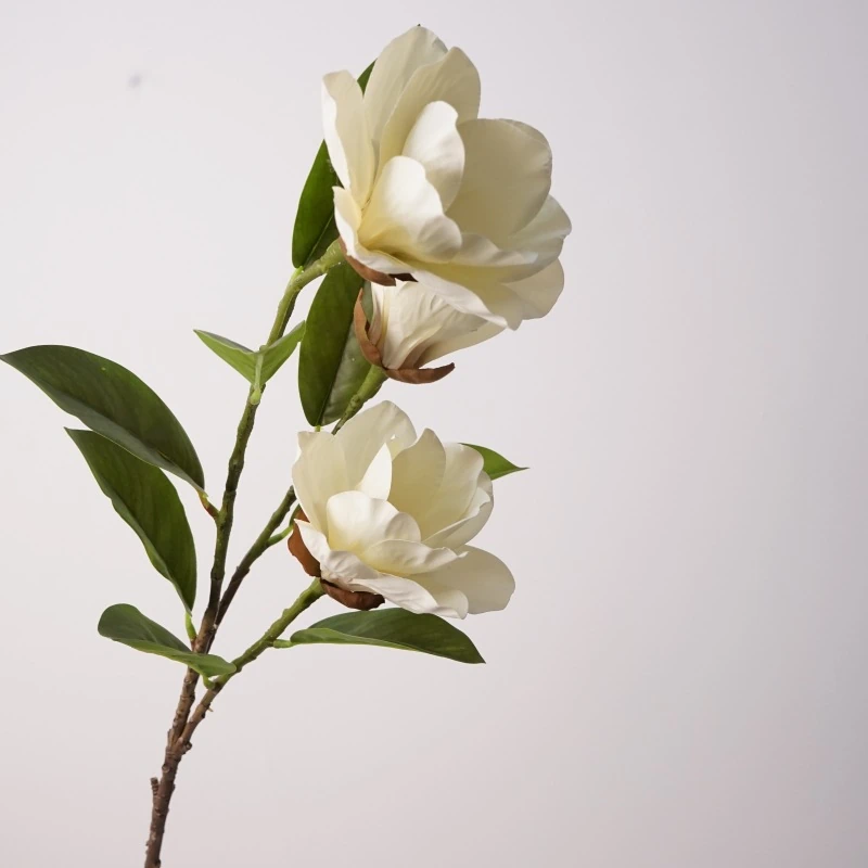 Artificial 3-Bloom White Magnolia Stems - 29.75-Lunkadee