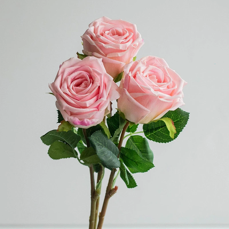 Artificial Real-Touch Rose Stems, 6-Stem Bundle - 17.7"