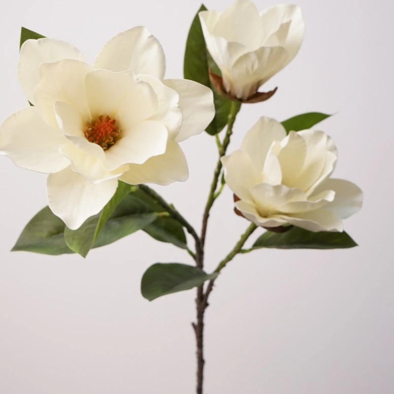Artificial 3-Bloom White Magnolia Stems - 29.75-Lunkadee