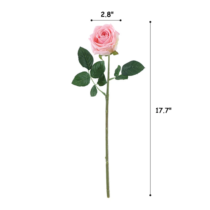 Artificial Real-Touch Rose Stems, 6-Stem Bundle - 17.7"