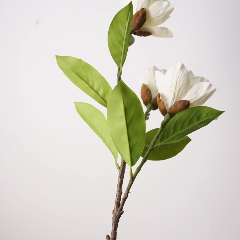 Artificial 3-Bloom White Magnolia Stems - 29.75-Lunkadee