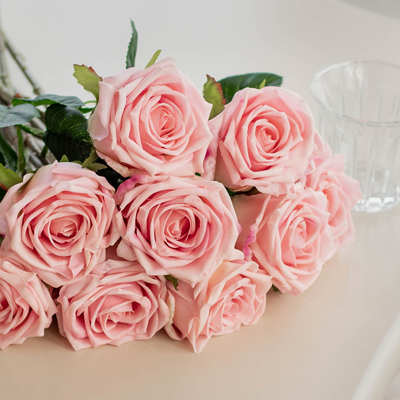 Artificial Real-Touch Rose Stems, 6-Stem Bundle - 17.7"