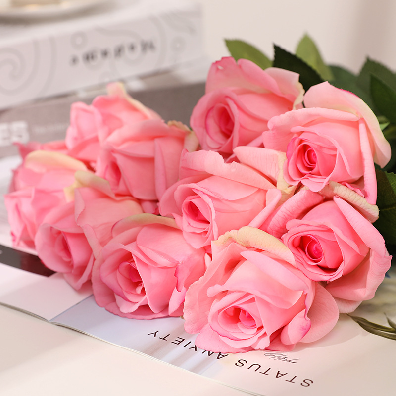 Artificial Real-Touch Rose Stems, 6/12 Stem Bundles - 21.7"