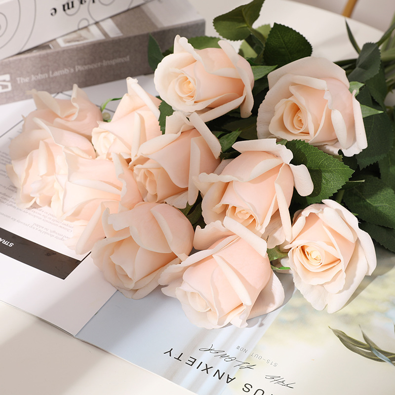 Artificial Real-Touch Rose Stems, 6/12 Stem Bundles - 21.7"