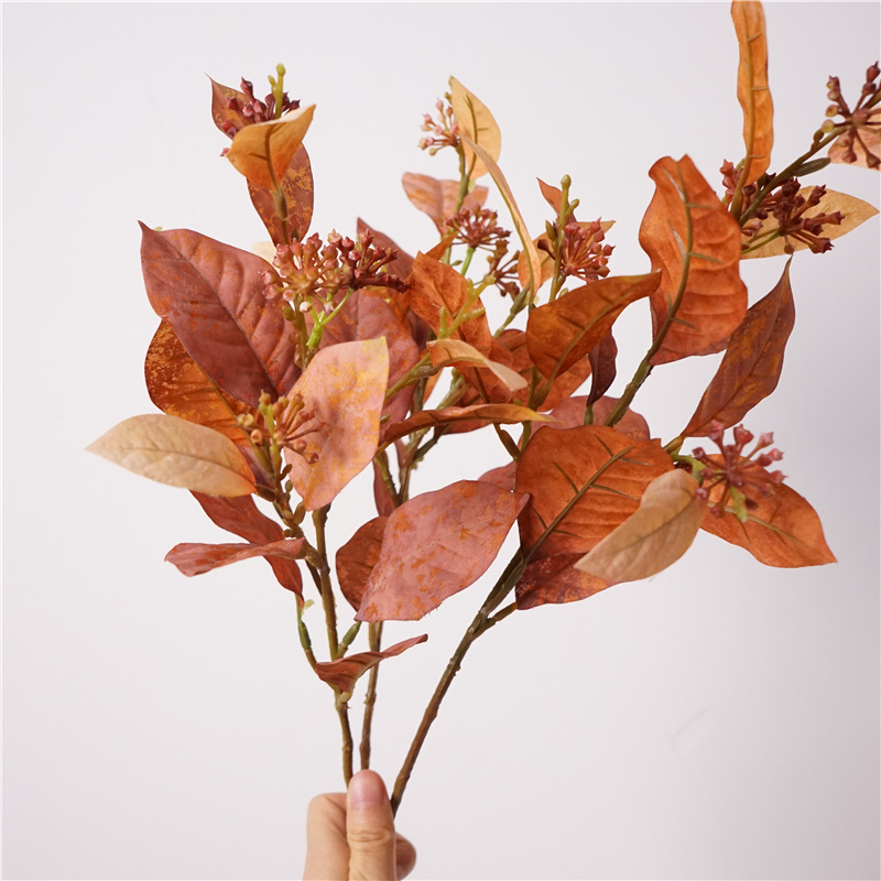 Artificial Fall Magnolia Leaf Stems - 18.5"-Lunkadee