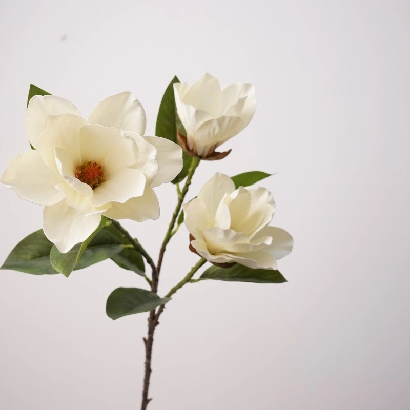 Artificial 3-Bloom White Magnolia Stems - 29.75-Lunkadee