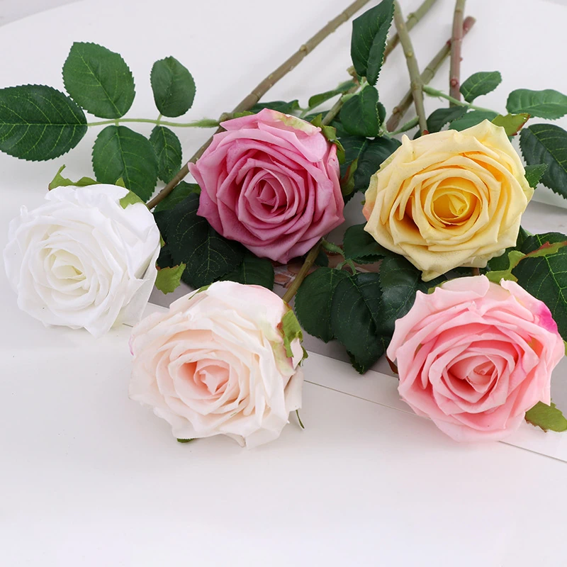 Artificial Real-Touch Rose Stems, 6-Stem Bundle - 17.7"