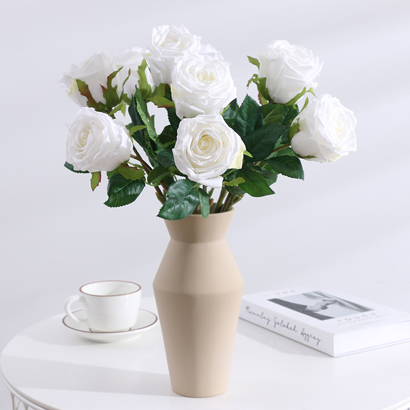 Artificial Real-Touch Rose Stems, 6-Stem Bundle - 17.7"