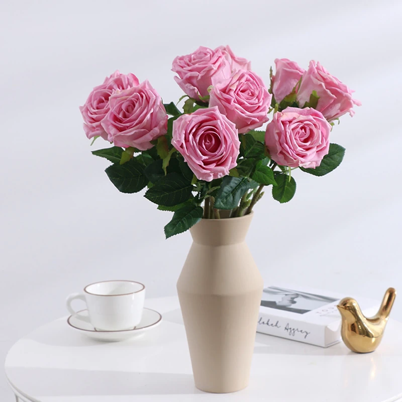 Artificial Real-Touch Rose Stems, 6-Stem Bundle - 17.7"