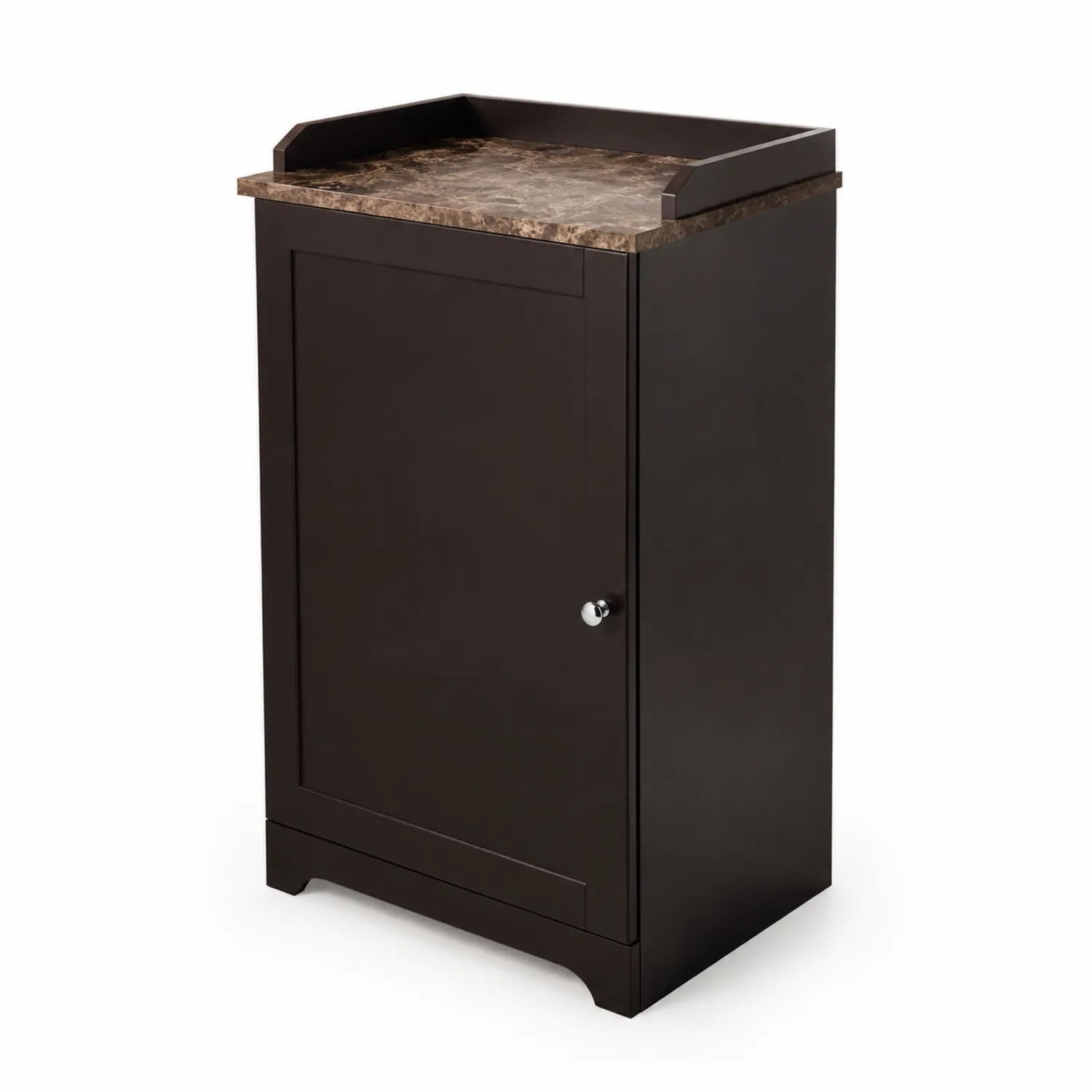 Armoire de rangement en bois avec plateau en marbre reconstitué-Lumdilorin