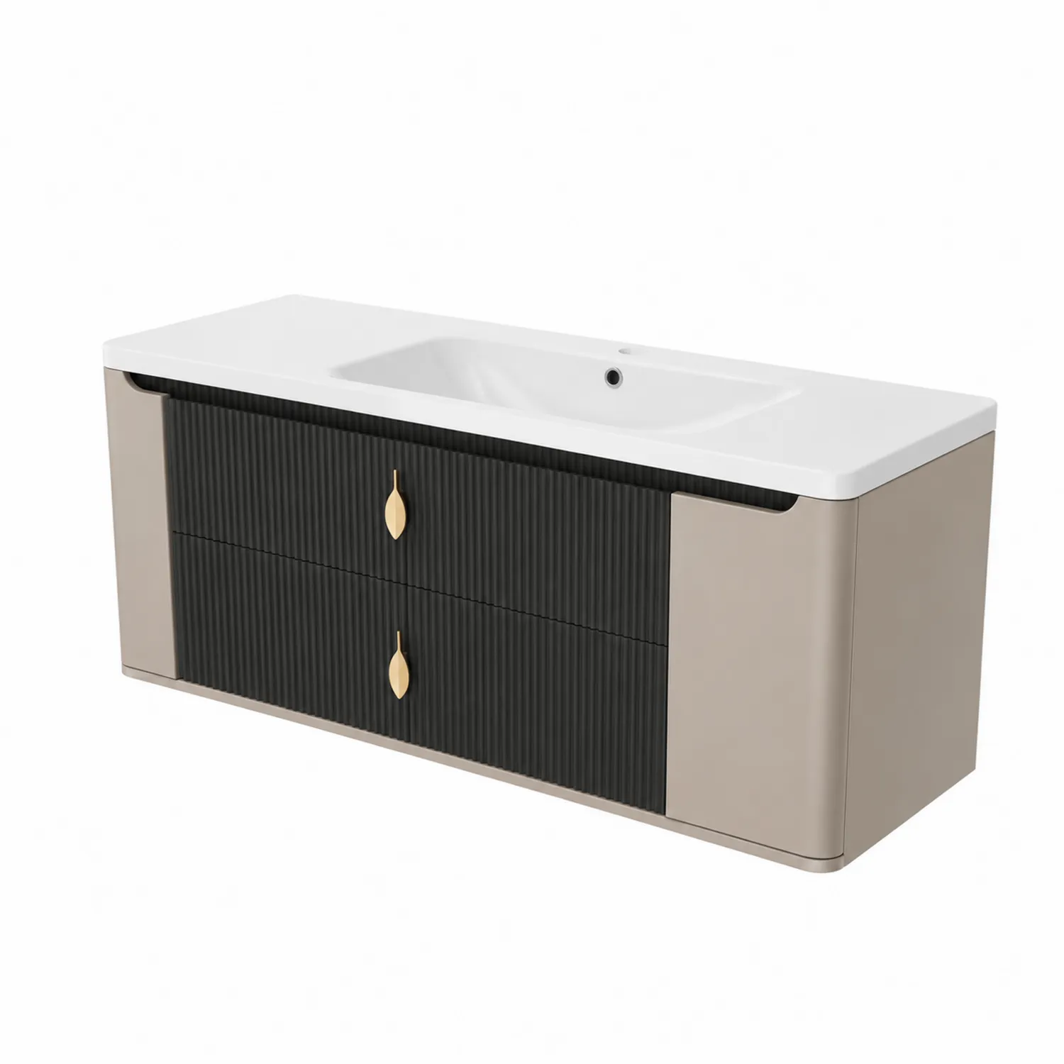 Meuble-lavabo mural en bois avec vasque en céramique 120x45x55 cm-Lumdilorin