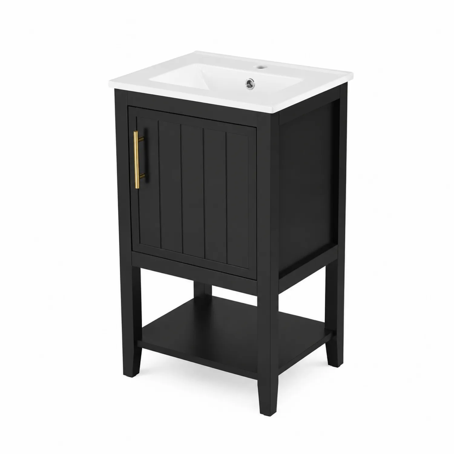 Meuble-lavabo en MDF avec lavabo en céramique Noir 60x45x85 cm-Lumdilorin