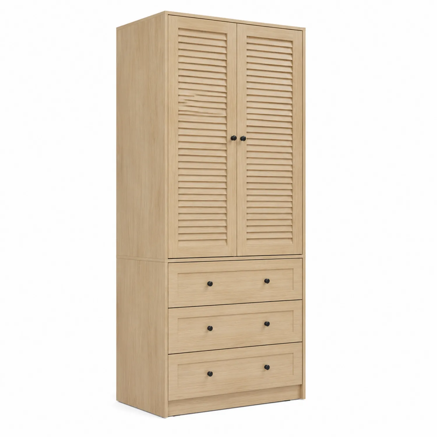 Armoire en bois avec portes et tiroirs 180cm x 80cm x 50cm-Lumdilorin