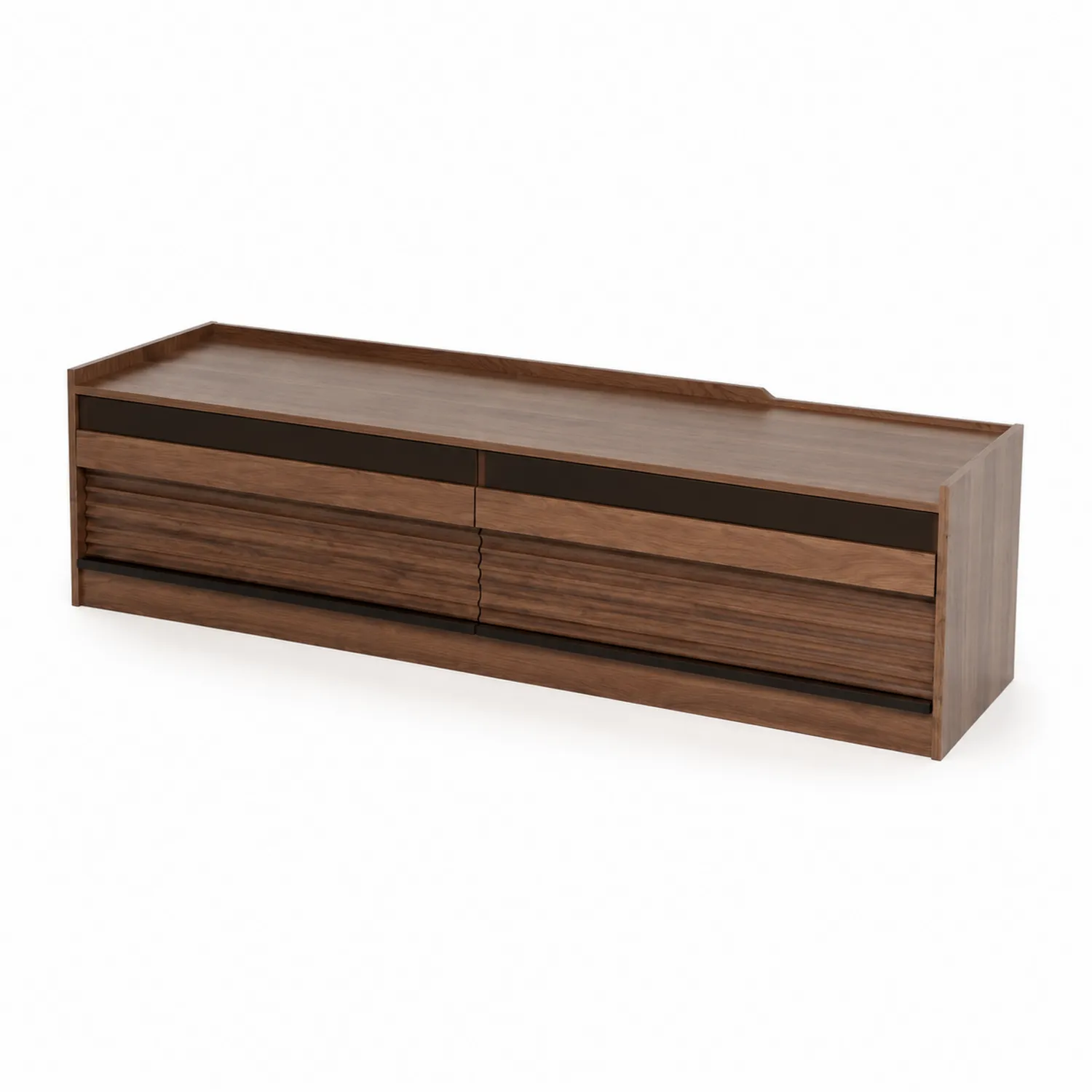 Meuble TV en bois de Noyer avec tiroirs 160x40x45 cm-Lumdilorin