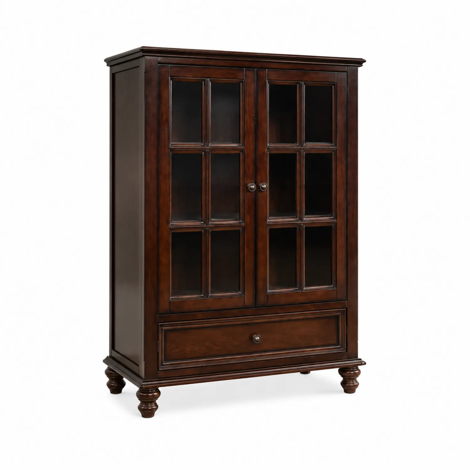 Buffet vaisselier en bois avec portes en verre trempé-Lumdilorin
