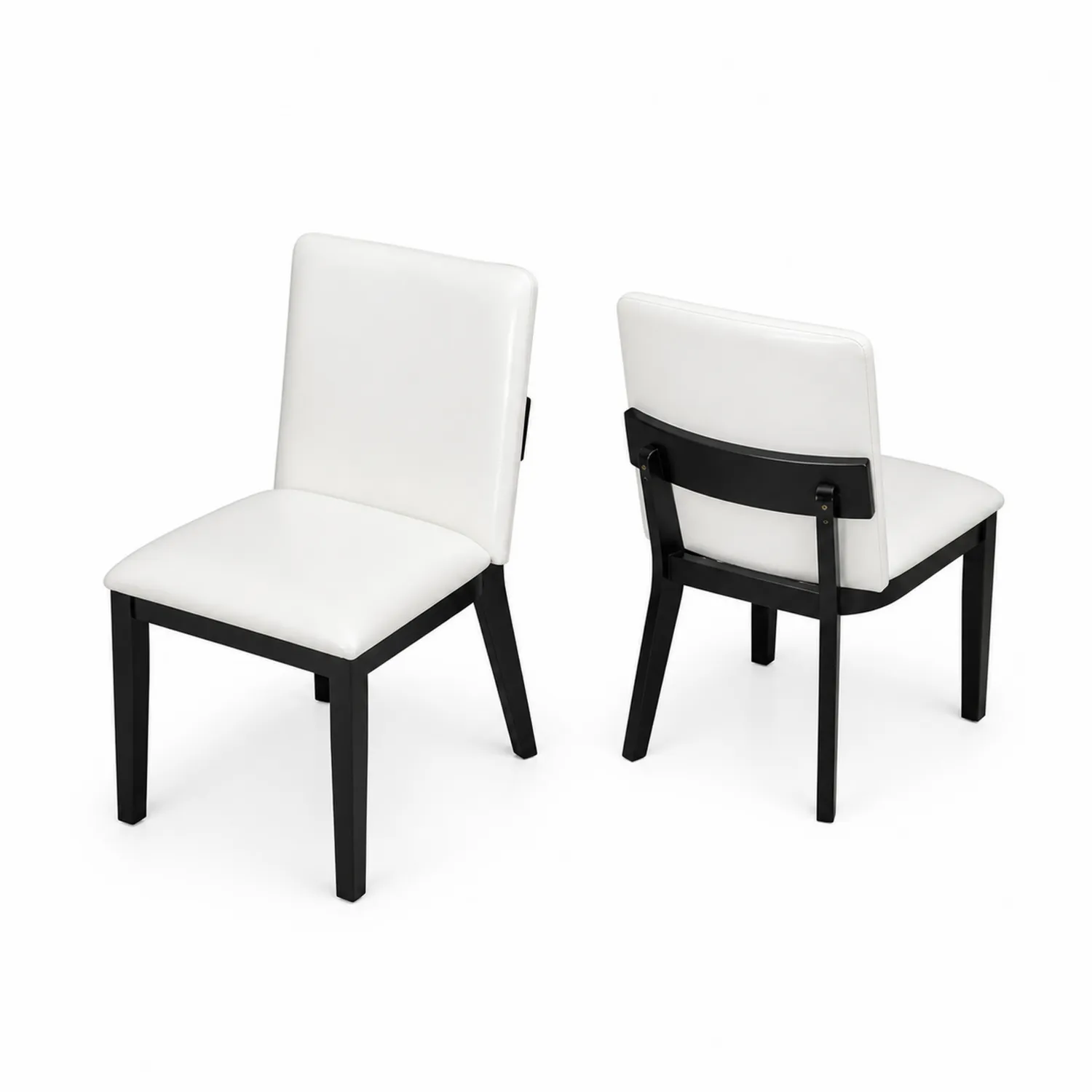 Ensemble de 2 chaises en bois et cuir synthétique Blanc/Noir-Lumdilorin