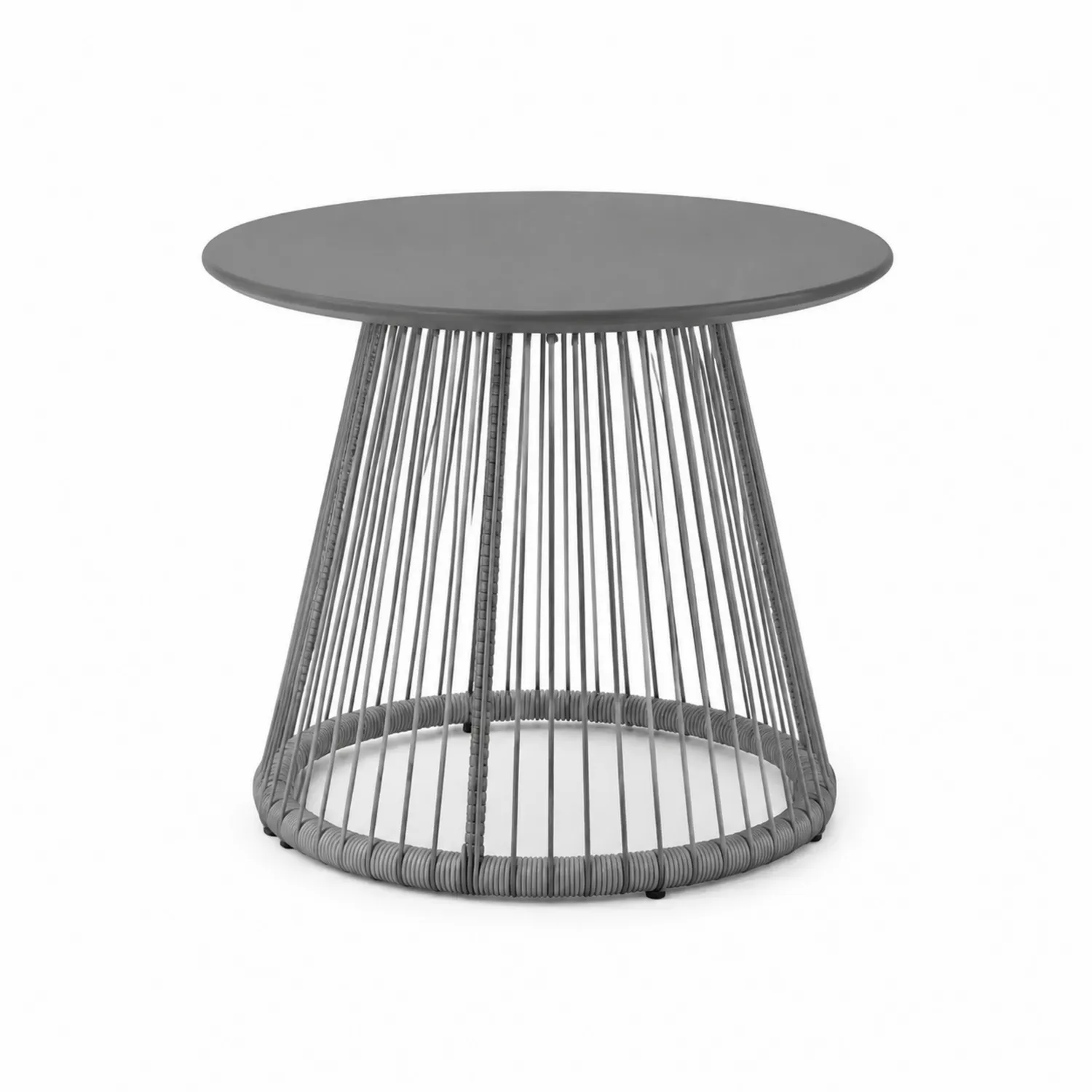 Table d'appoint ronde en aluminium et corde polyéthylène Gris-Lumdilorin