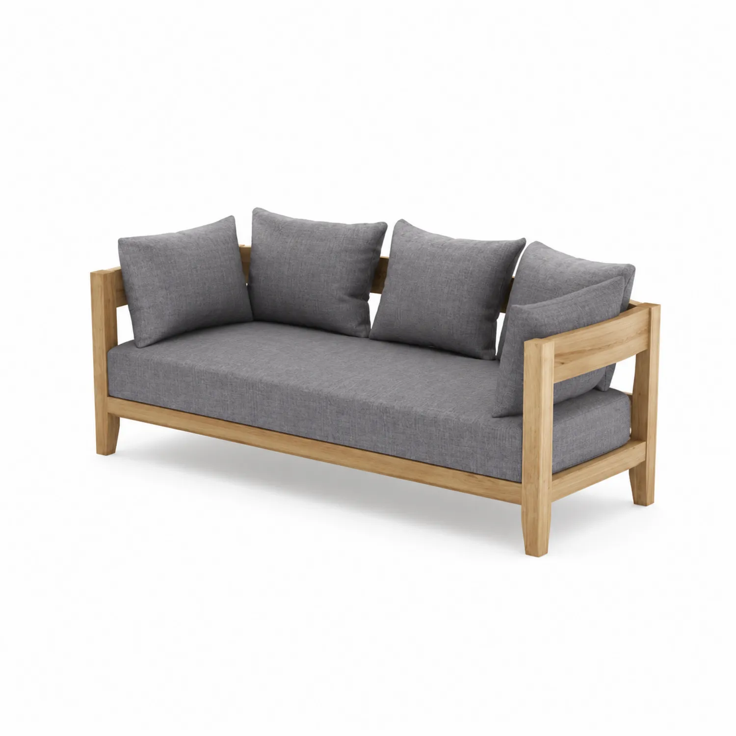 Canapé extérieur en bois avec coussins en tissu Gris-Lumdilorin