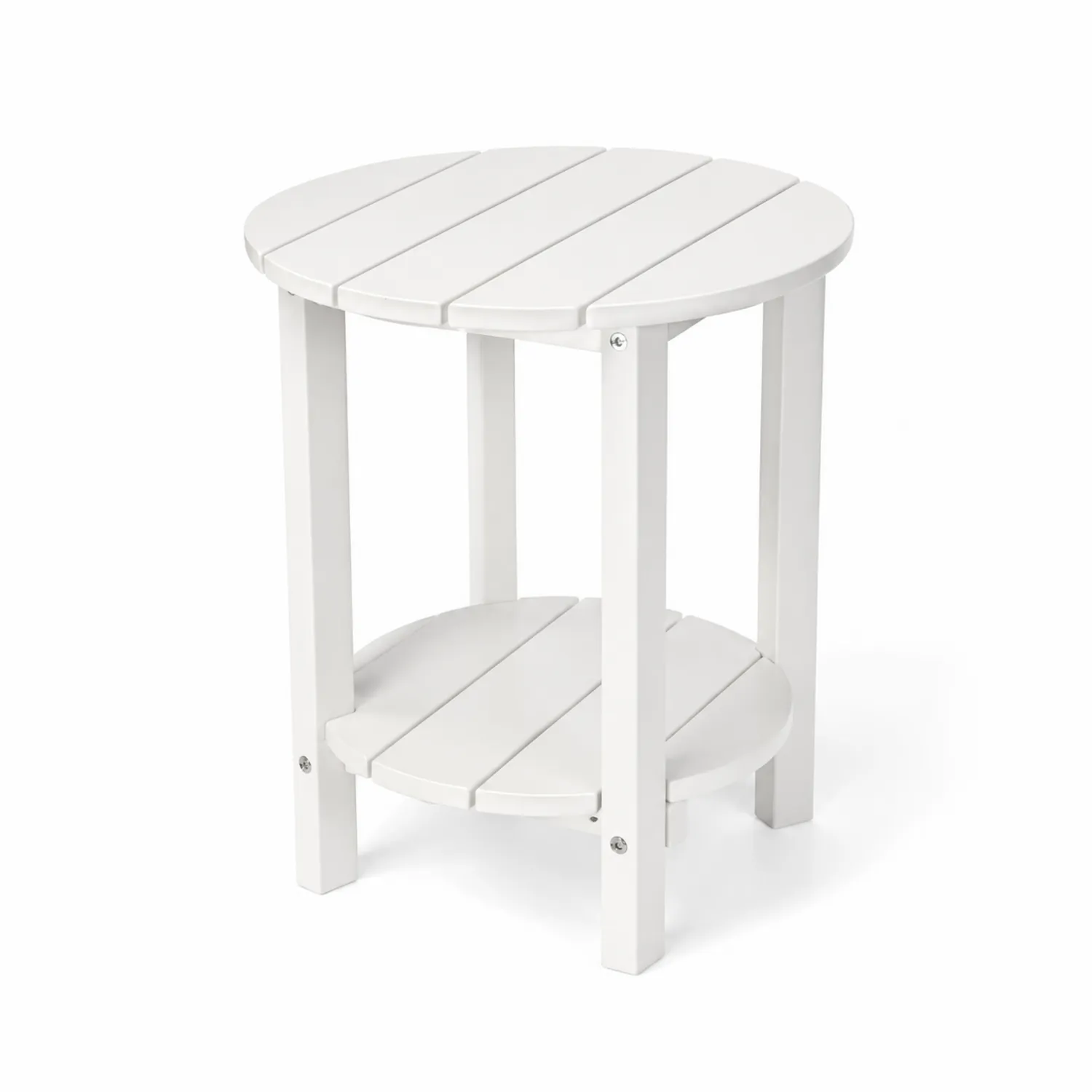 Table d'appoint ronde en bois composite Blanc-Lumdilorin