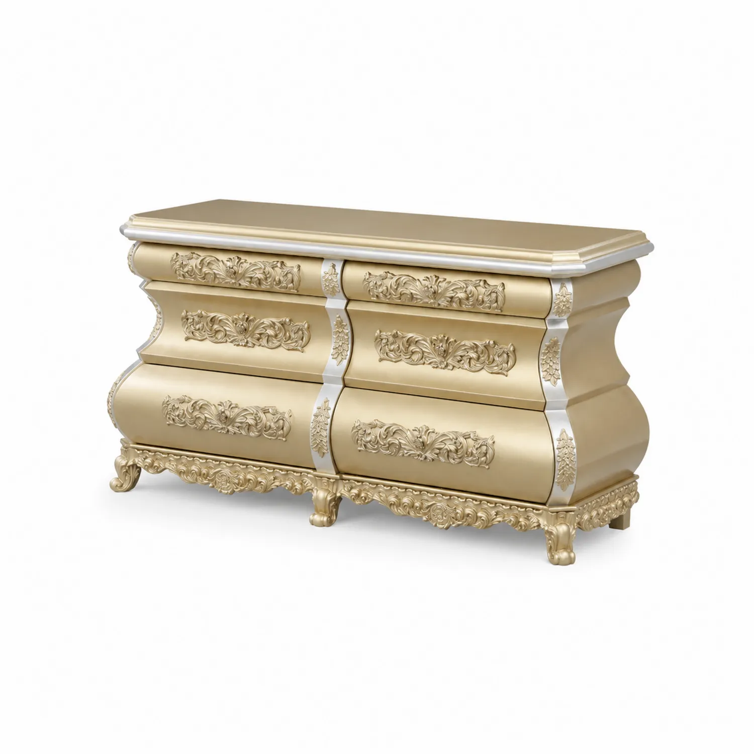 Commode Baroque 6 Tiroirs Bois Doré-Lumdilorin