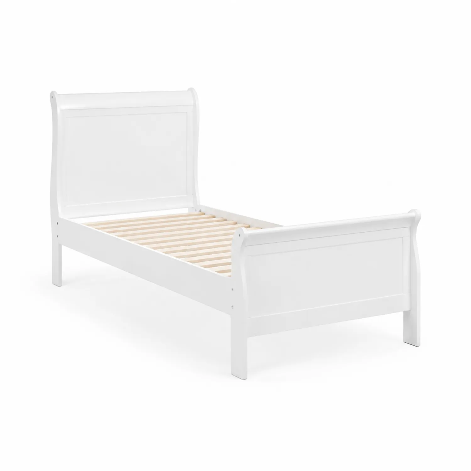 Lit simple en bois massif blanc 200x90 cm-Lumdilorin