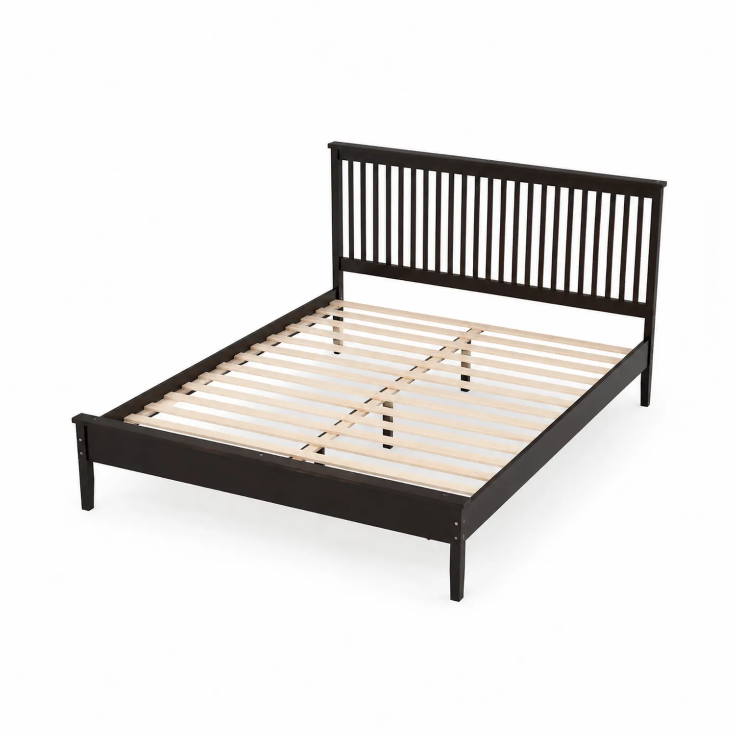 Lit double en bois avec tête de lit à barreaux 200x140 cm Noir-Lumdilorin