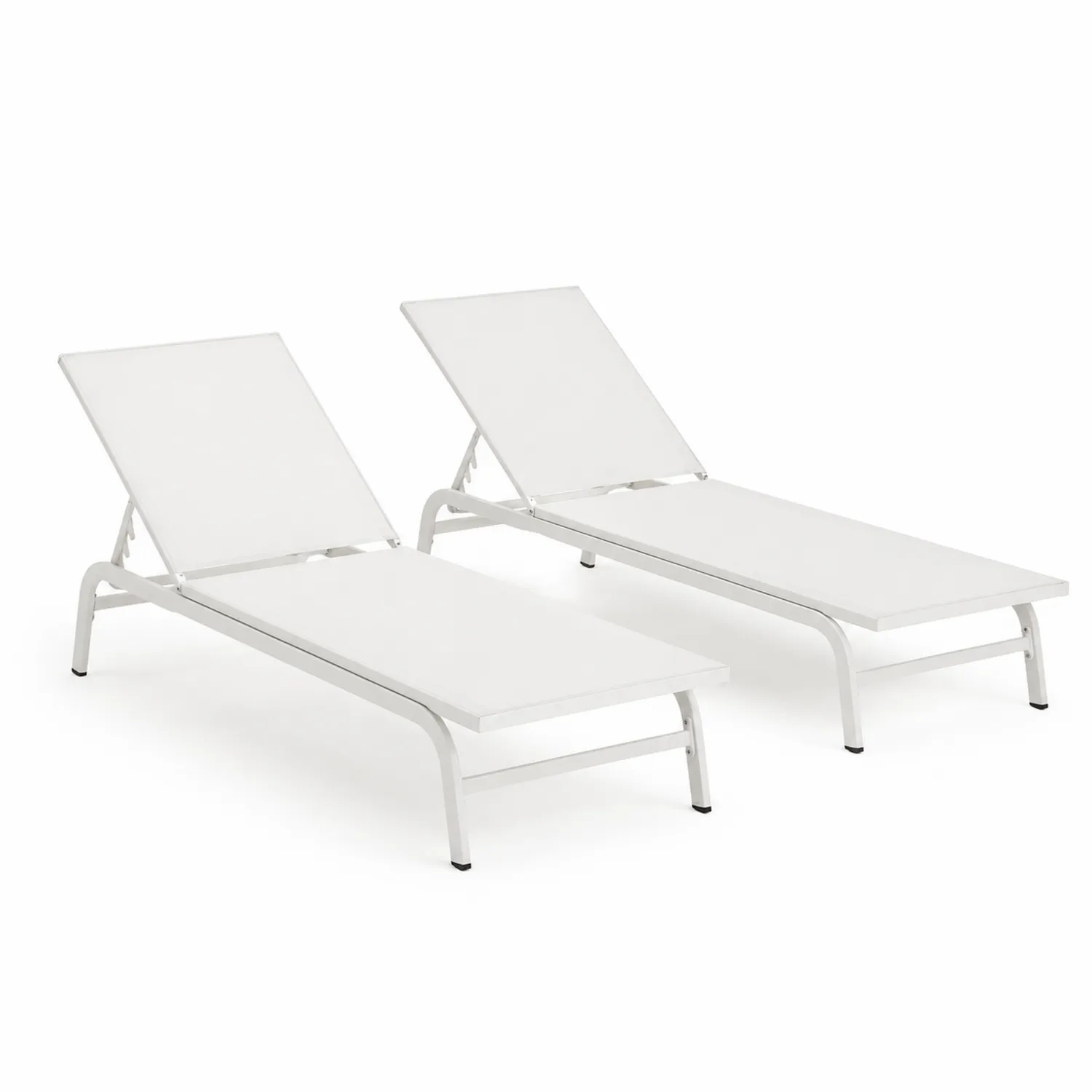 Lot de 2 chaises longues en aluminium blanc réglables-Lumdilorin