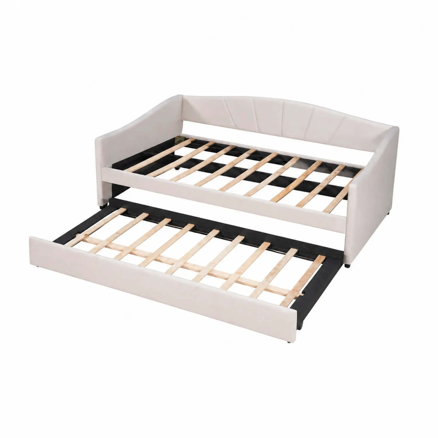 Cadre de Lit Gigogne en Bois et Polyuréthane Blanc 200x90 cm-Lumdilorin