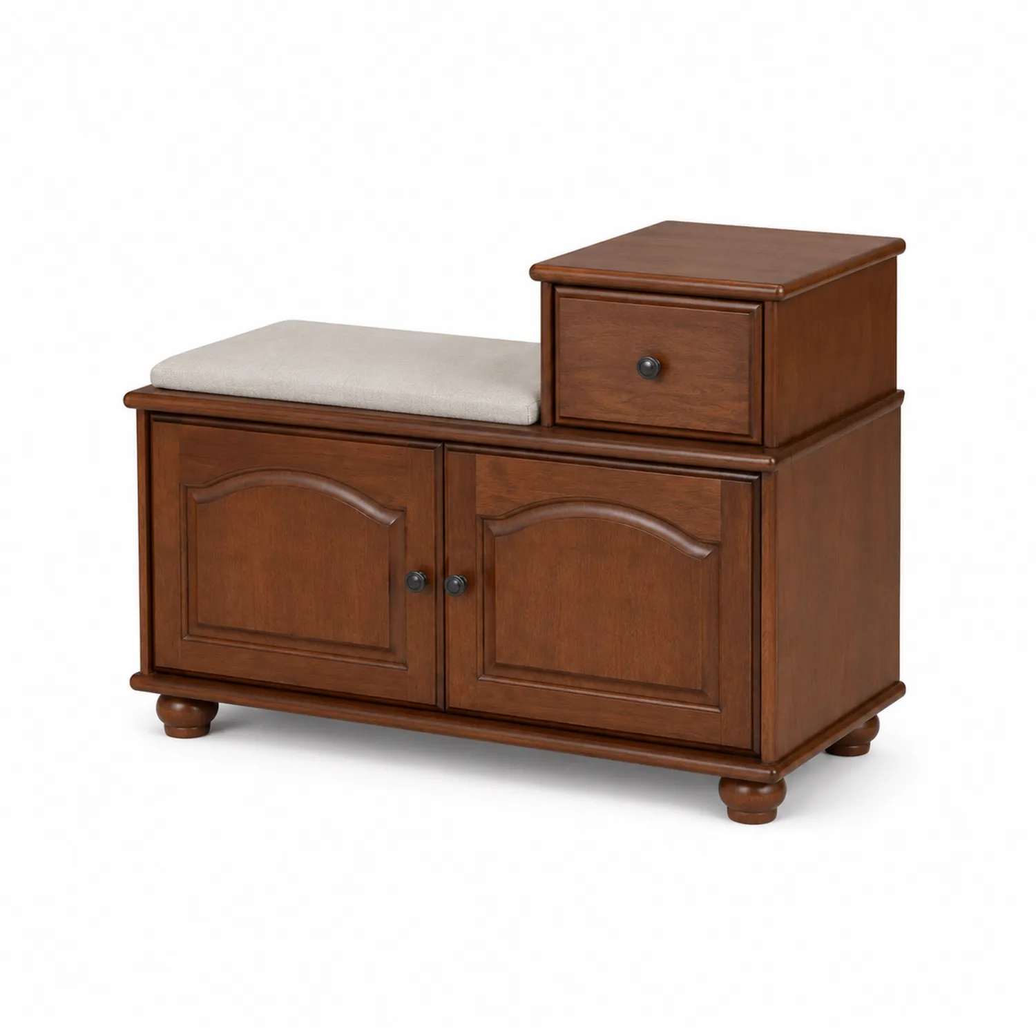 Banc de rangement en bois avec coussin en polyester-Lumdilorin