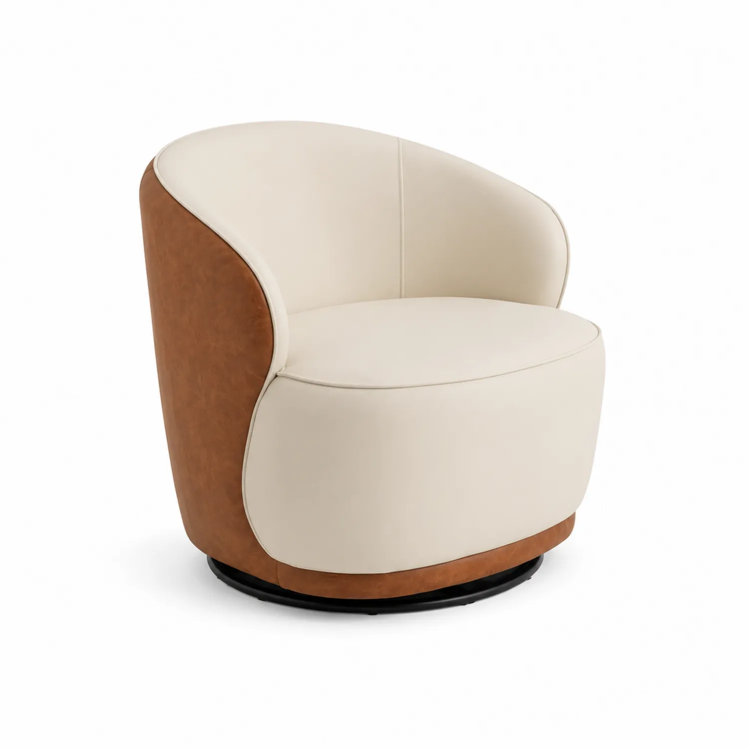 Fauteuil pivotant en cuir synthétique Beige et Marron-Lumdilorin
