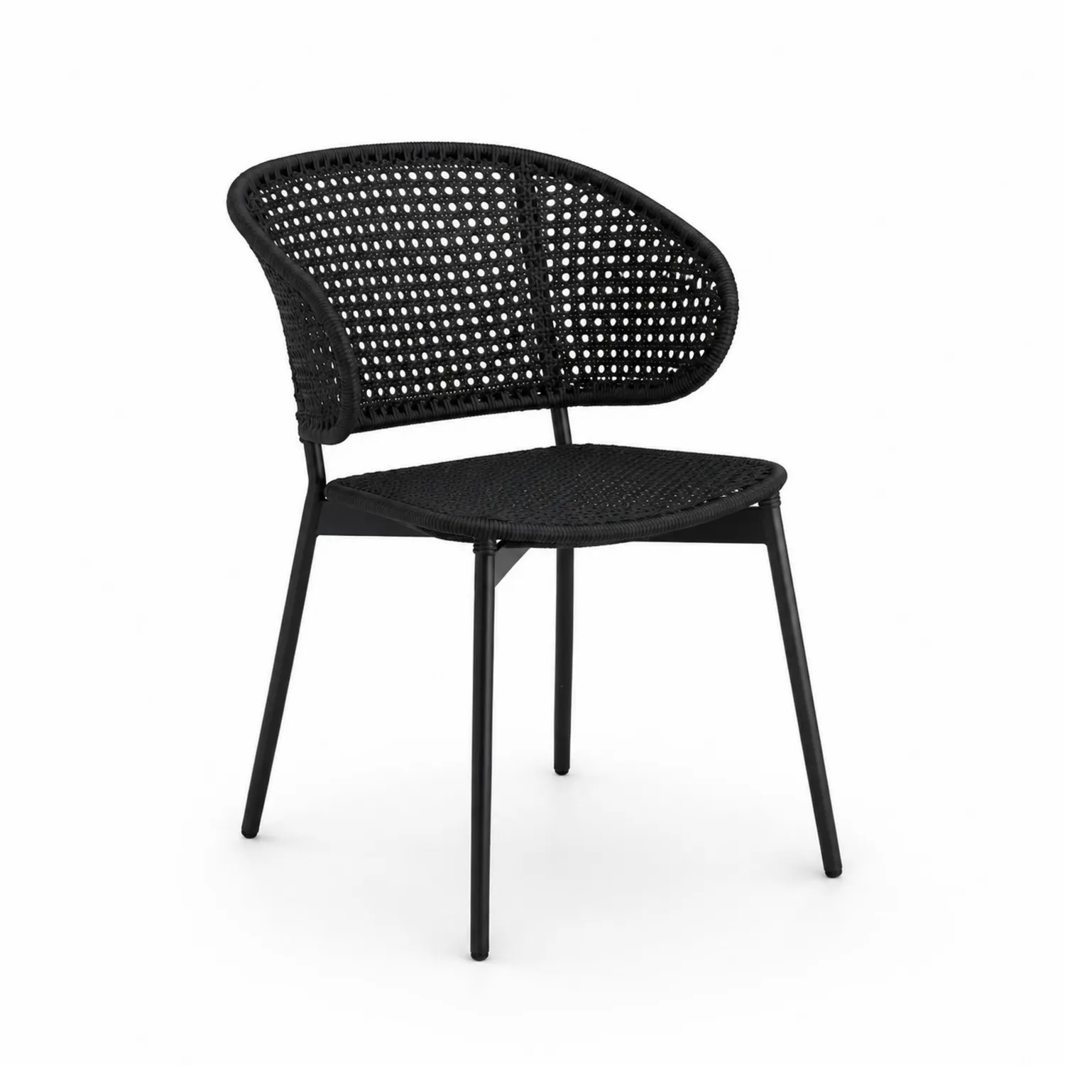 Chaise de jardin en métal et osier noire-Lumdilorin