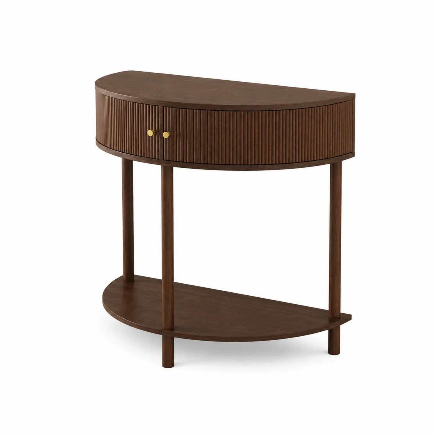 Console demi-lune en bois foncé avec tiroir-Lumdilorin
