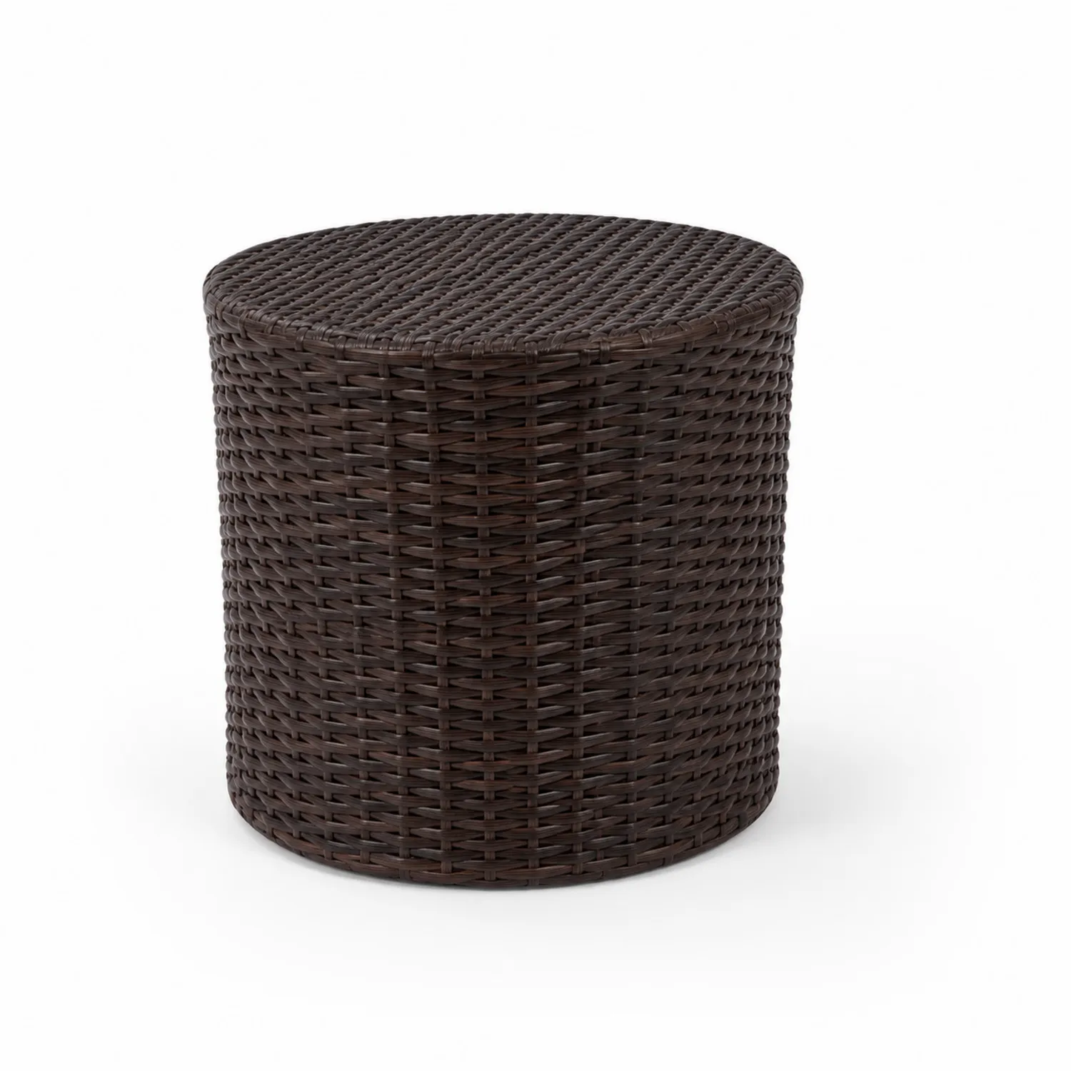 Table d'appoint ronde en résine tressée marron-Lumdilorin