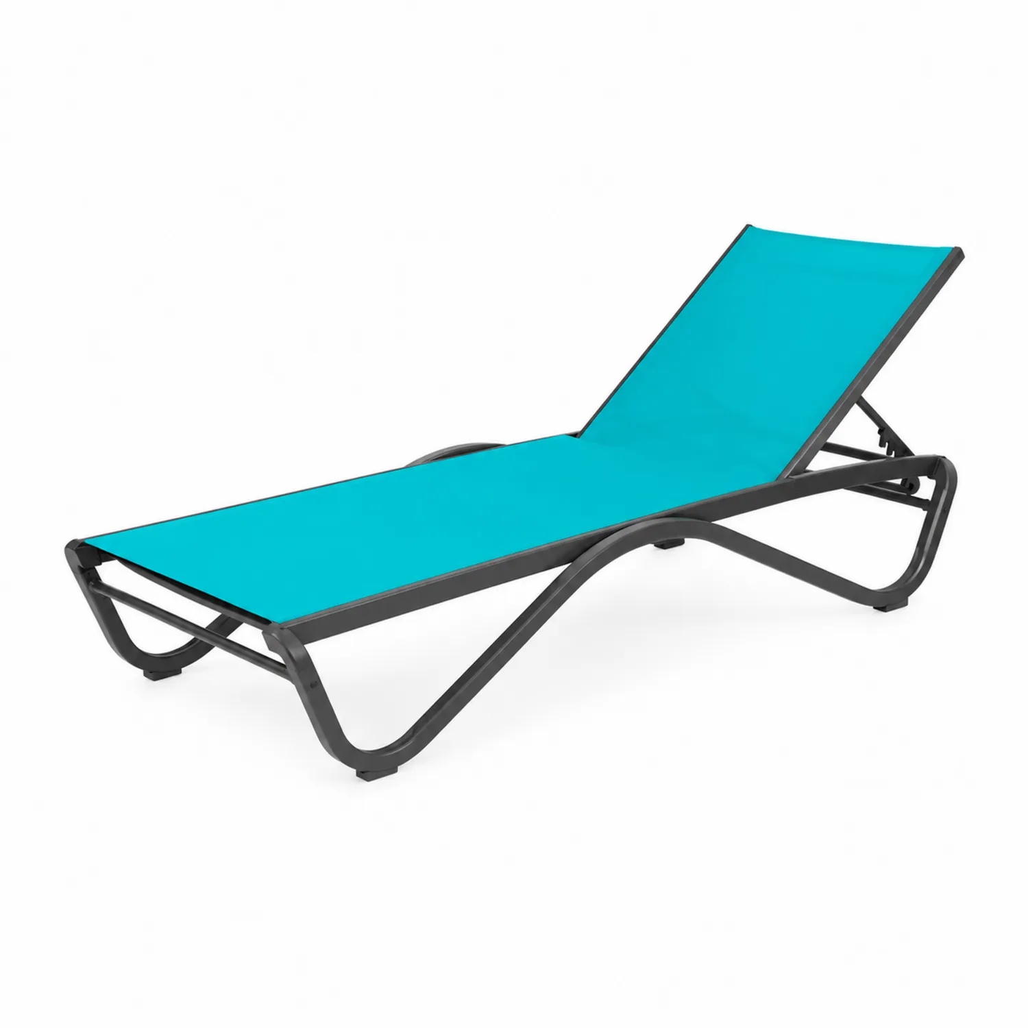 Chaise longue en aluminium et tissu bleu 200 cm-Lumdilorin
