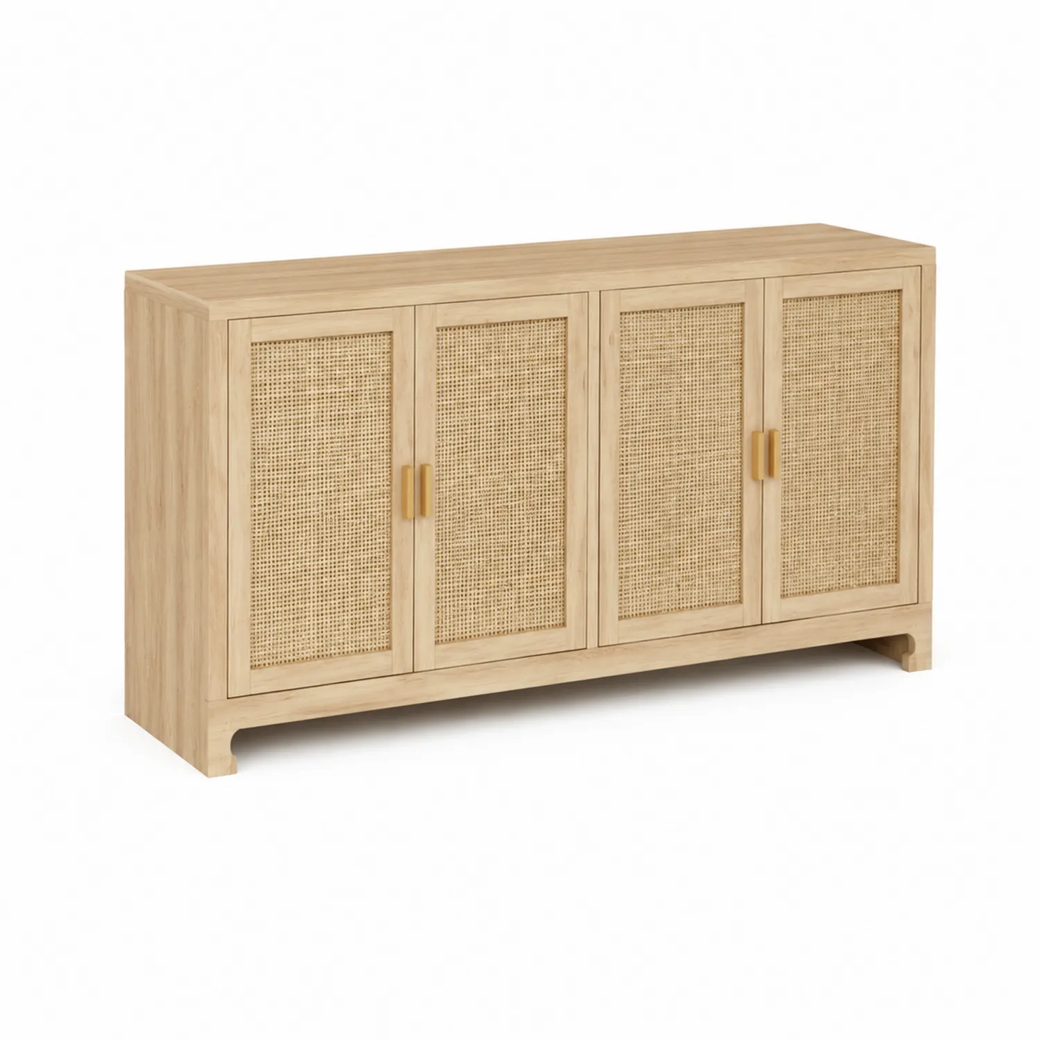 Buffet en bois avec portes en rotin tressé 200 cm-Lumdilorin