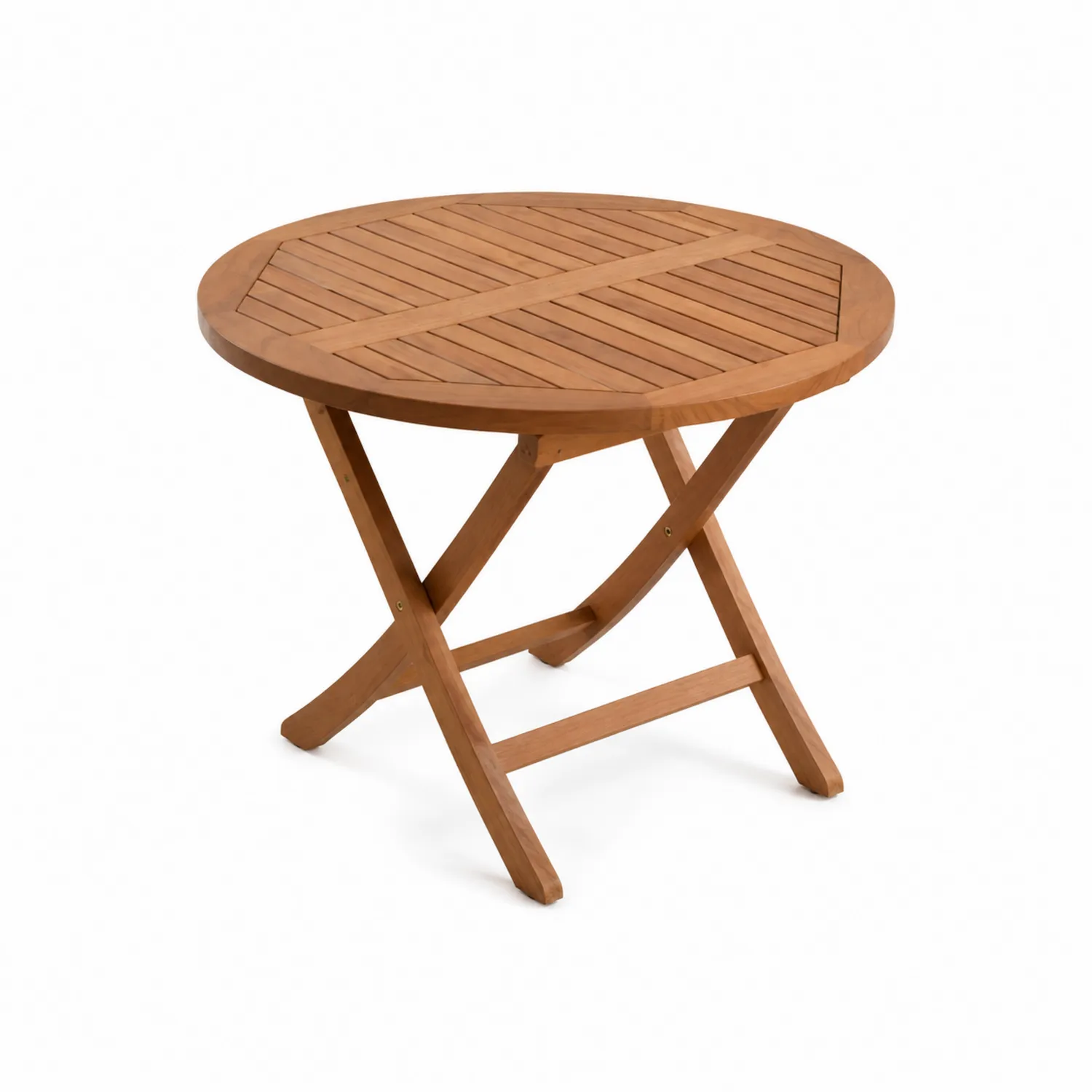 Table ronde pliante en acacia 100 cm-Lumdilorin