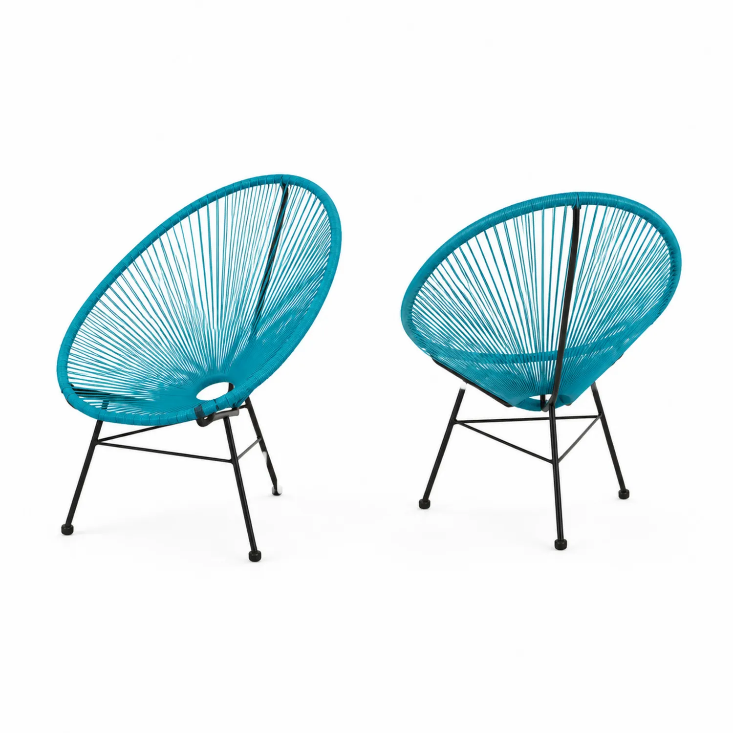 Lot de 2 chaises en corde turquoise avec structure en métal-Lumdilorin