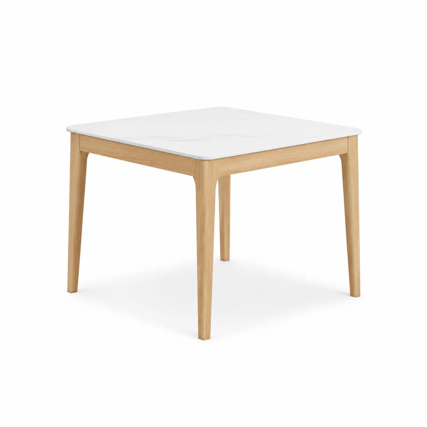 Table carrée en bois avec plateau en marbre blanc-Lumdilorin