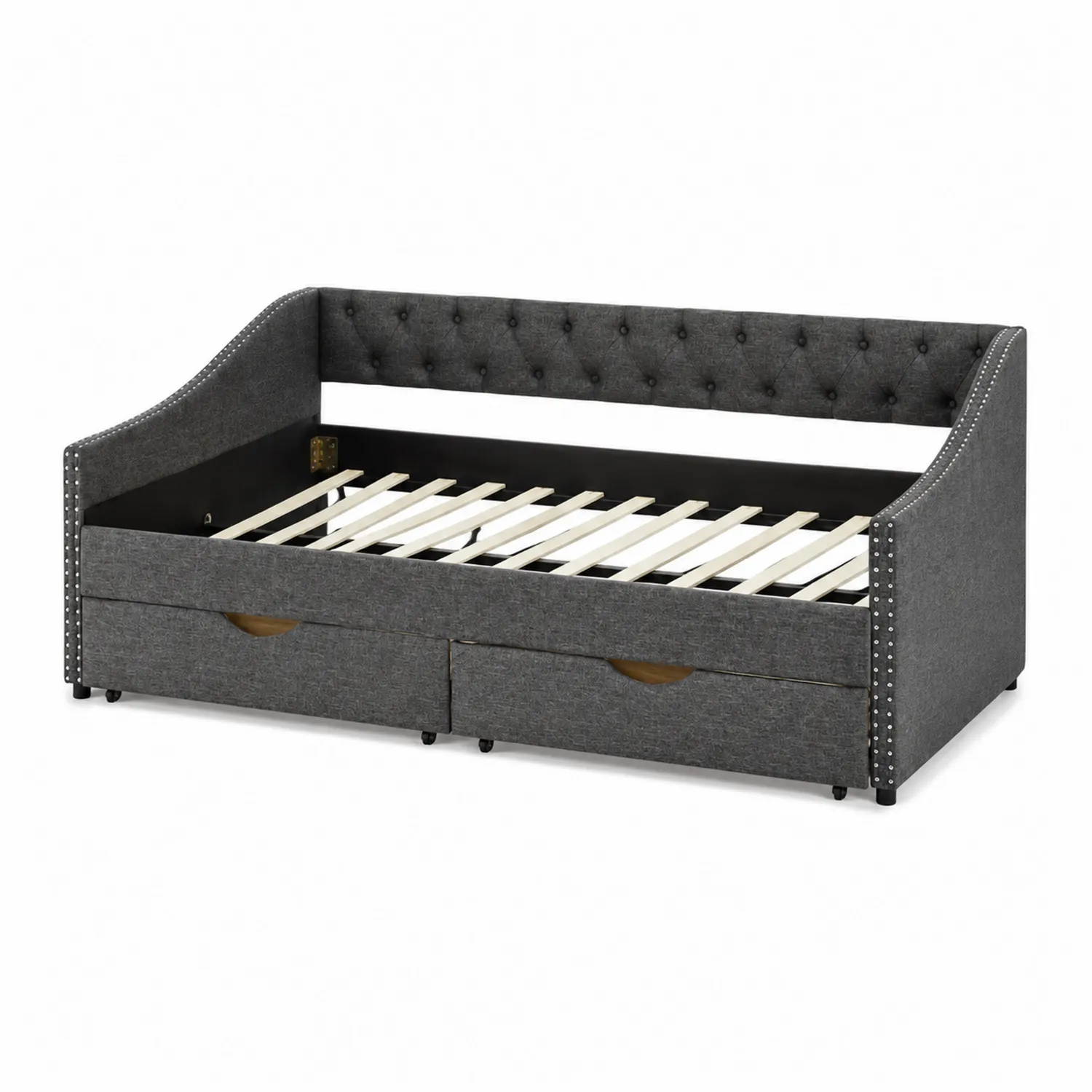 Lit de repos en tissu avec tiroirs Gris-Lumdilorin