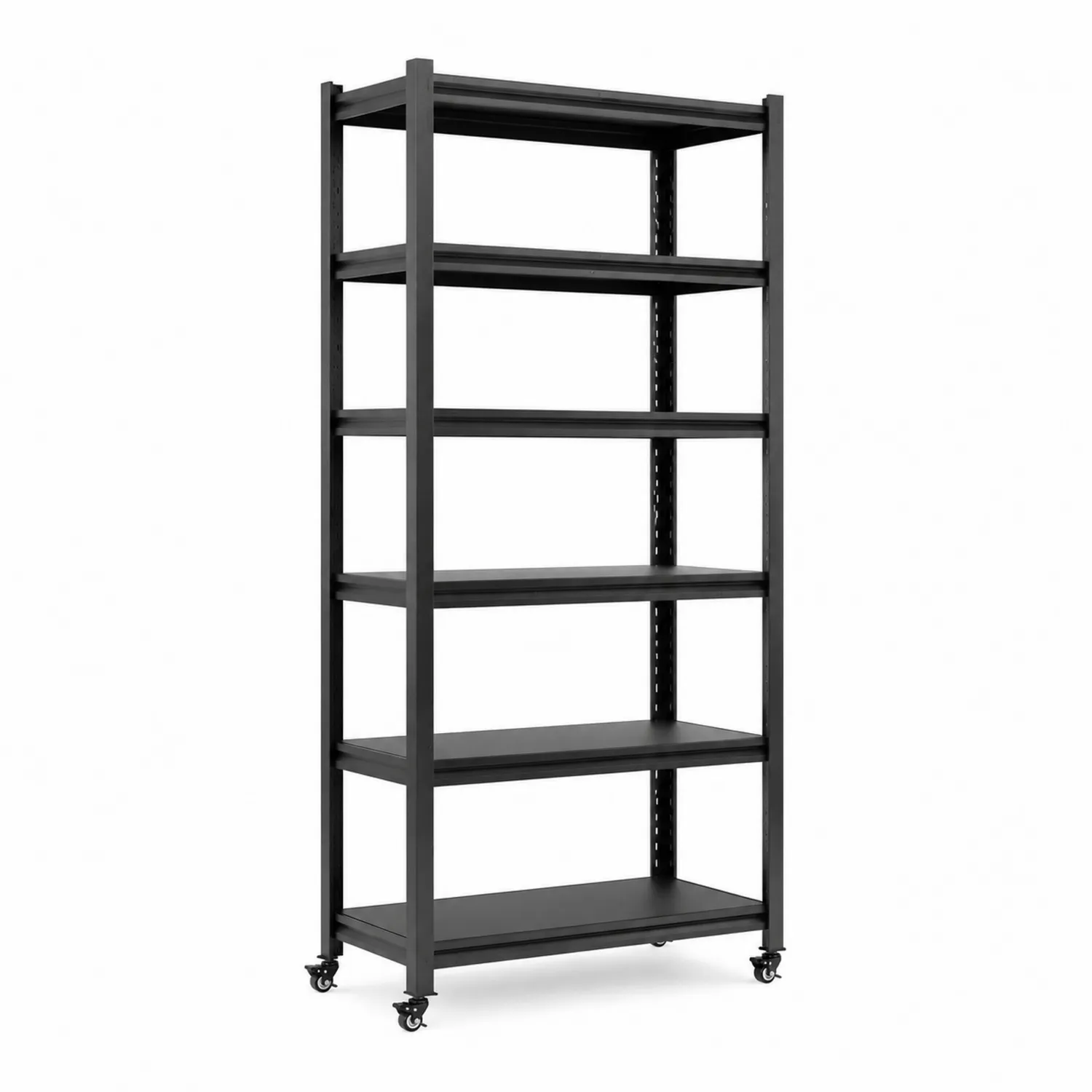 Étagère de rangement en métal noir avec roulettes, 180x90x45 cm-Lumdilorin